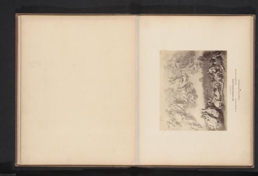 Photographic reproduction of a drawing of the Battle of the Huns for wall paintings for the stairwell of the Neues Museum in Berlin