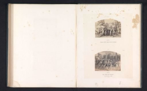 Photographic reproductions of prints after frescoes depicting Joshua crossing the Jordan and the fall of Jericho by Raphael for the loggias in the Vatican