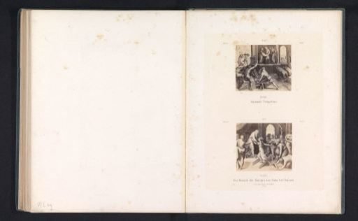 Photographic reproductions of prints after frescoes depicting the building of Solomon's temple and the Queen of Sheba visiting Solomon by Raphael for the loggias in the Vatican