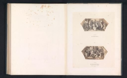 Photographic reproductions of prints after frescoes depicting the birth of Christ and the adoration of the Magi by Raphael for the loggias in the Vatican