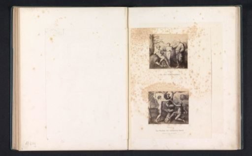 Photographic reproductions of prints after frescoes depicting Adam and Eve by Raphael for the loggias in the Vatican