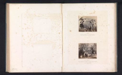 Photographic reproductions of prints after frescoes depicting the Expulsion from Paradise and the Lost Paradise of Adam and Eve by Raphael for the loggias in the Vatican