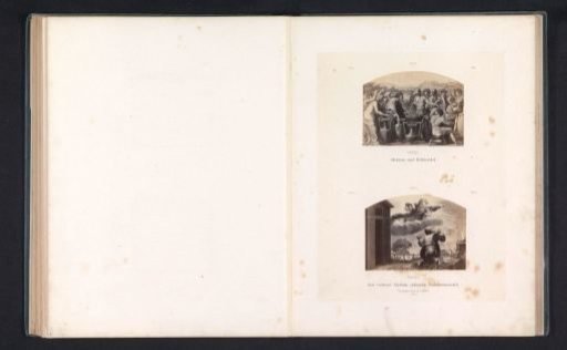 Photographic reproductions of prints after frescoes depicting Abraham with Melchizedek and God's message to Abraham by Raphael for the loggias in the Vatican