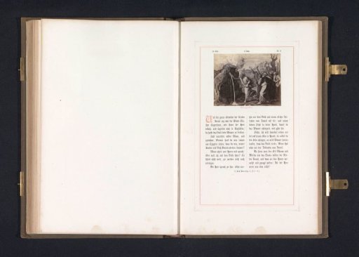 Photographic reproduction of a print after a fresco of Moses striking water from the rock by Raphael for the loggias in the Vatican