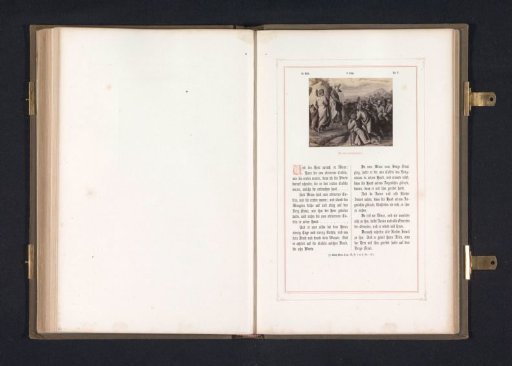 Photographic reproduction of a print after a fresco of Moses showing the Ten Commandments to the people by Raphael for the loggias in the Vatican