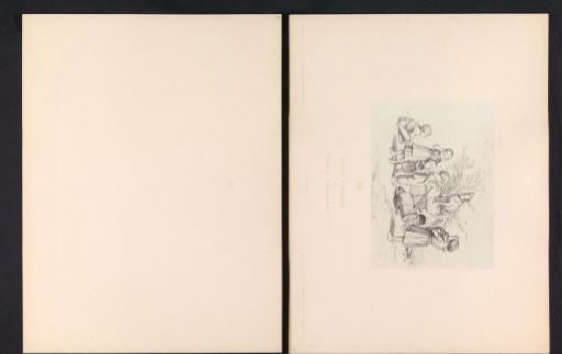Photographic Reproduction of a Drawing of Children Before a Doghouse with a Barking Dog