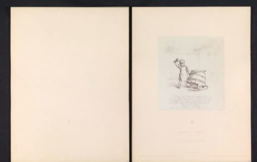 Photographic reproduction of a drawing of a child making a wooden tub