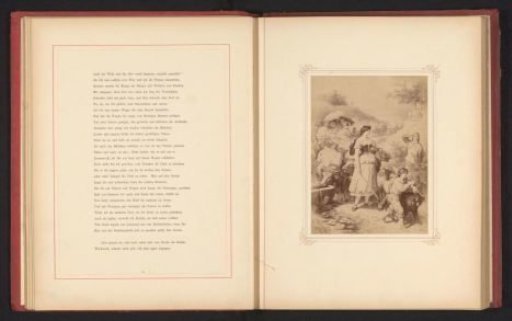 Photographic reproduction of a painting depicting Hermann Seeing Dorothea in the Stream of Refugees