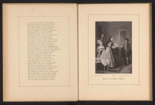 Photographic reproduction of a painting depicting Hermann and the two daughters of his neighbors