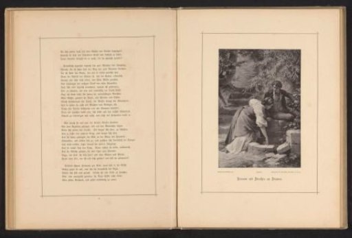 Photographic reproduction of a painting depicting Hermann and Dorothea at the well