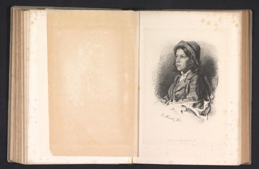 Photographic reproduction of a drawing depicting a portrait of a child with a hat