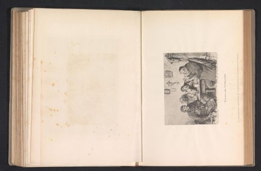 Photographic reproduction of a drawing, representing four men around a table
