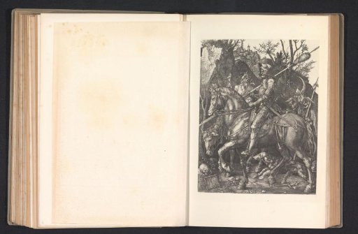 Photographic reproduction of a print depicting a knight, death and the devil