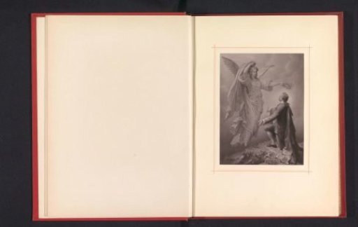 Photographic reproduction of a drawing depicting Johann Wolfgang von Goethe being crowned by his muse