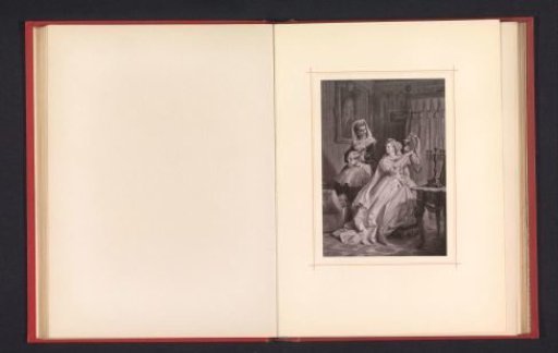 Photographic reproduction of a drawing depicting Eugenia trying on her new jewelry