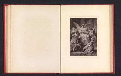Photographic reproduction of a drawing depicting a singing angel with a lute among children
