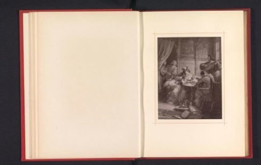 Photographic reproduction of a drawing depicting Adelheid playing chess against the Bishop of Bamberg