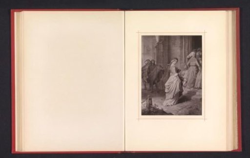 Photographic reproduction of a drawing depicting Gretchen on her way to church