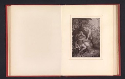 Photographic reproduction of a drawing depicting Faust kissing Helena