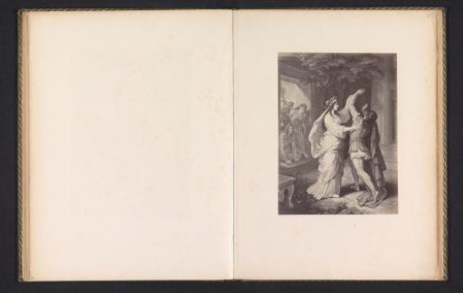 Photographic reproduction of a print of a scene from Iphigenie auf Tauris, depicting Orestes and Iphigenia