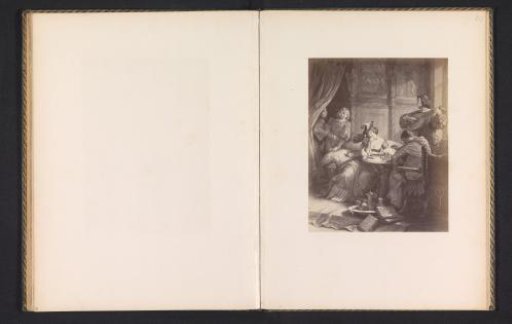 Photographic reproduction of a print of a scene from Götz von Berlichingen, depicting Adelheid playing chess against the Bishop of Bamberg