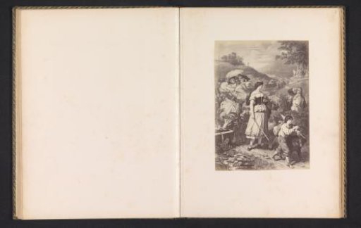 Photographic reproduction of a print of a scene from Hermann und Dorothea, depicting Hermann meeting Dorothea