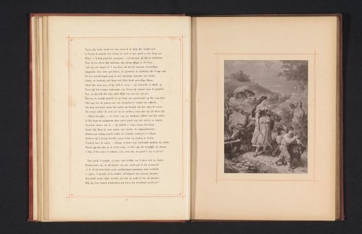 Photographic reproduction of a drawing depicting Hermann seeing Dorothea in the stream of refugees