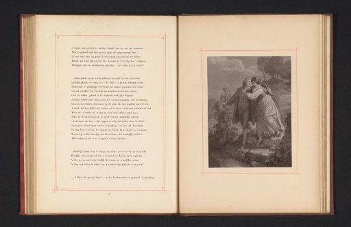 Photographic reproduction of a drawing depicting Herman and Dorothea returning home