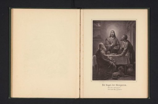 Photographic reproduction of a painting of Christ blessing a meal
