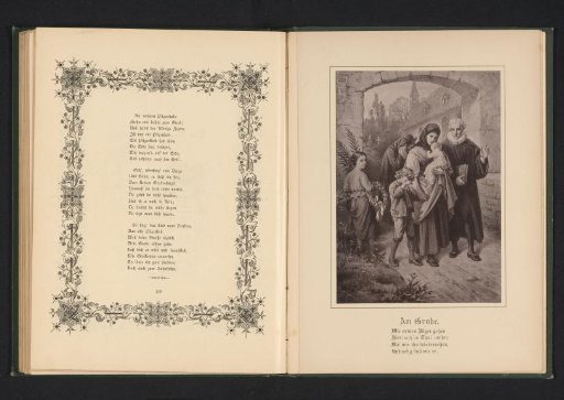 Photographic reproduction of a painting of a family and a clergyman at a funeral