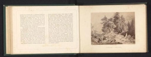 Photographic reproduction of a drawing of spruce trees in the Alps