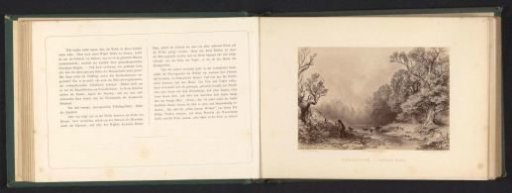 Photographic reproduction of a drawing of a landscape with black poplars by a water's edge