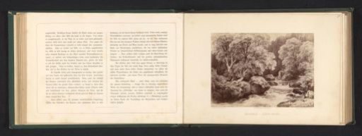 Photographic reproduction of a drawing of a landscape with grey or white elms by a river