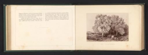 Photographic reproduction of a drawing of a landscape with trembling poplars, below which an altar with praying people