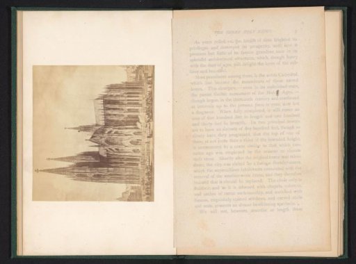 Photographic reproduction of a painting depicting an exterior view of Cologne Cathedral