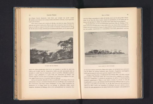 Photographic reproduction of a drawing, depicting a view of an island in the Congo River near Bolobo