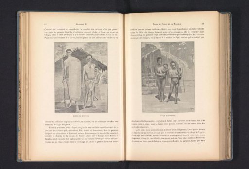 Photographic reproduction of a drawing depicting two men and a child of the Mondunga