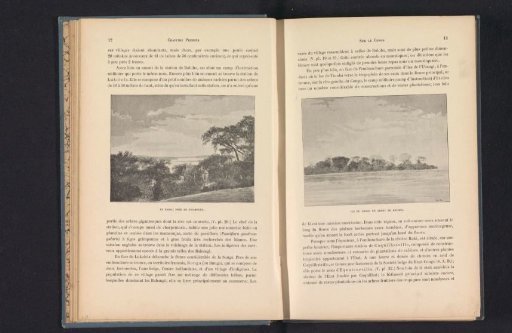 Photographic reproduction of a drawing, depicting a view of an island in the Congo River near Bolobo
