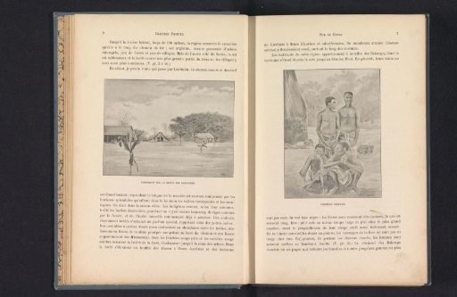 Photographic reproduction of a drawing, depicting four Congolese porters