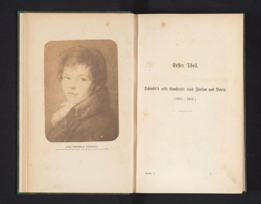 Photographic reproduction of a painting depicting a portrait of Carl Friedrich Schinkel