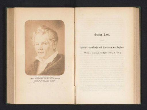 Photographic reproduction of a painting depicting a portrait of Carl Friedrich Schinkel