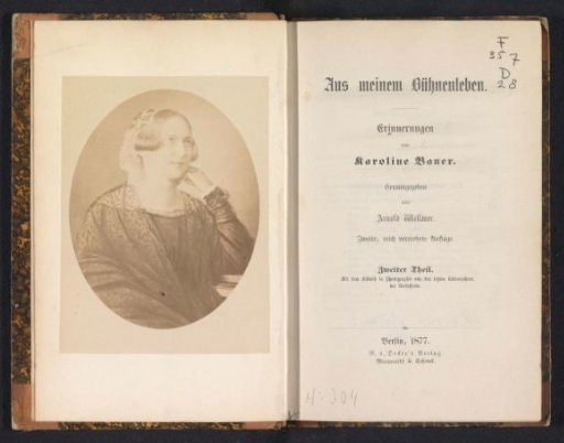 Photographic reproduction of a portrait of Karoline Bauer