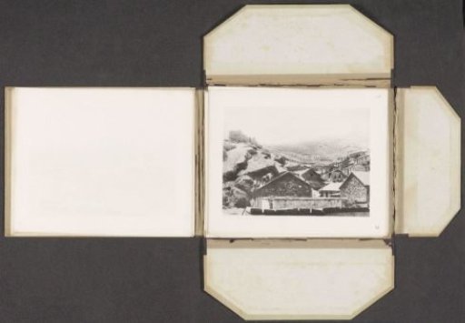 Workers' dwellings along the slope of a mountain at Port Arthur