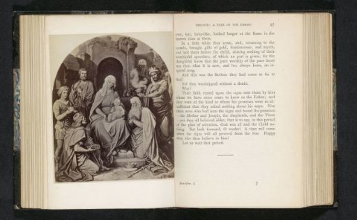 Photographic reproduction of a painting, depicting the Adoration of the Magi
