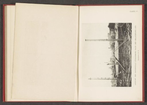 View of the remains of a gas holder of the gasworks in Strasbourg after the destruction during the siege in 1870