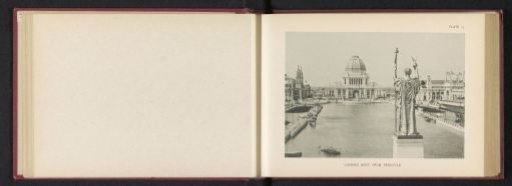 View of the central plaza of the World's Columbian Exposition in Chicago in 1893 with the statue by Daniel Chester French in the foreground, representing an allegory of the Republic