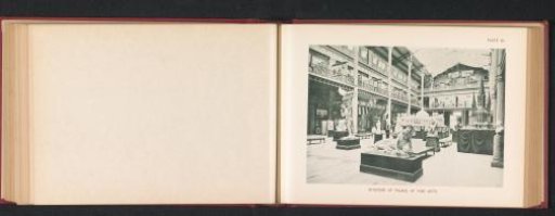 Interior of a hall with sculptures and models of buildings in the Palace of Fine Arts at the World's Columbian Exposition in Chicago in 1893