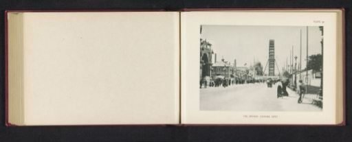 View of a street with national pavilions and a Ferris wheel at the World's Columbian Exposition in Chicago in 1893