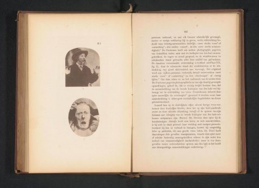 Two photographs of men showing fear, above a self-portrait by Oscar Gustave Rejlander