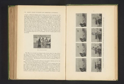 Two series of photographs produced with a "Mutograph", depicting two men shooting clay pigeons and the firing of a cannon